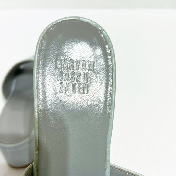 Maryam Nassir Zadeh Faux Croc Embossed Leather Block Heel Slides Sandals SZ 37. - Picture 10 of 12